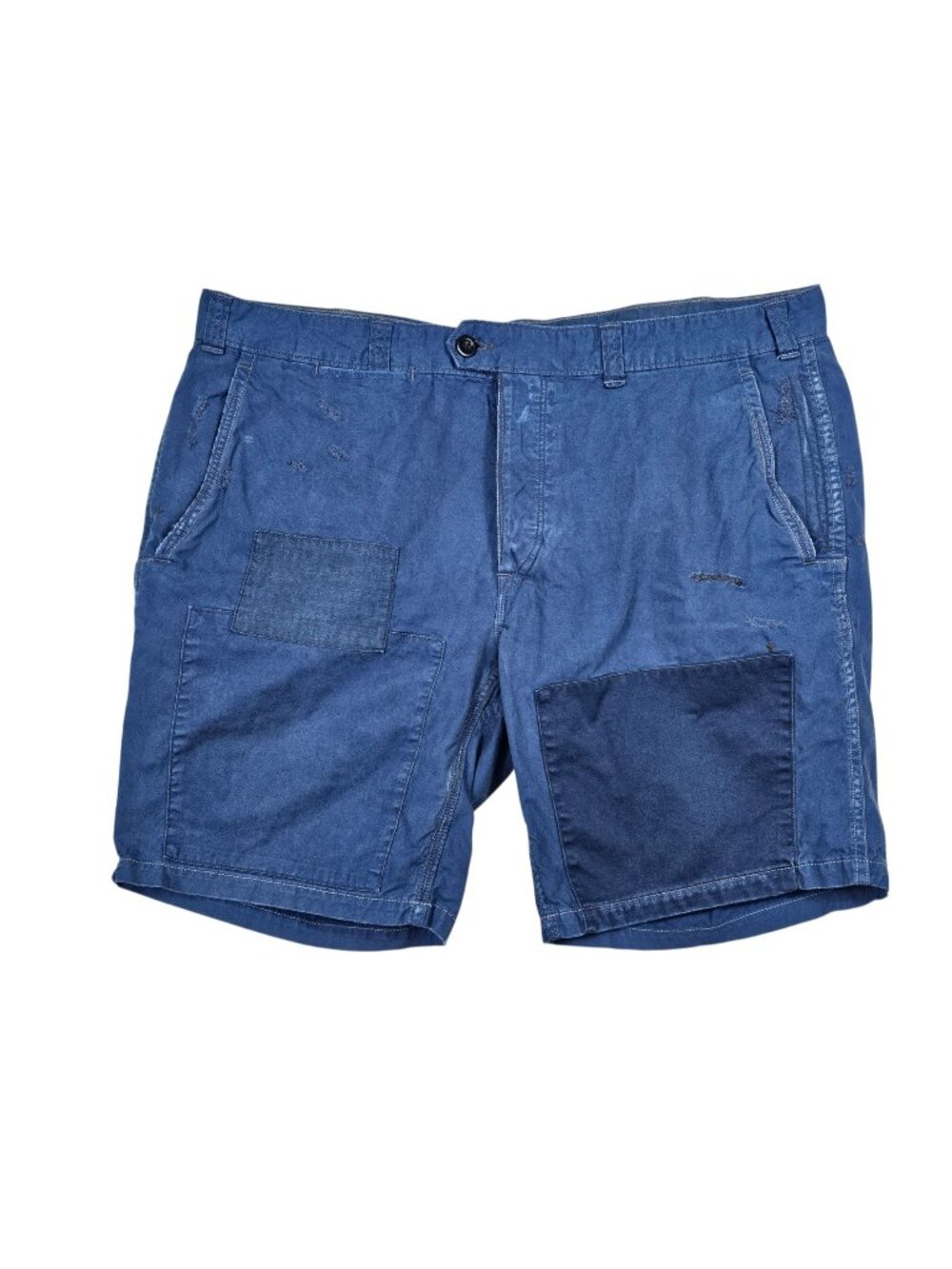 Polo Ralph Lauren Mens 38 Blue Patchwork Distressed Naval Tailors Shorts